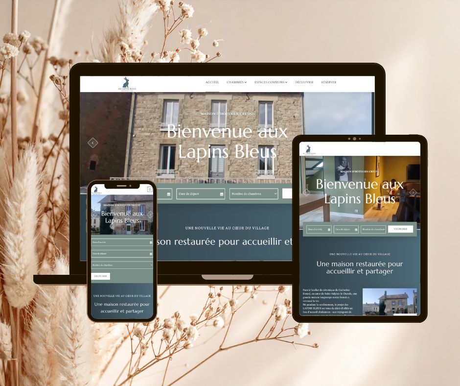 Création site vitrine hbook maison d'hôtes Creuse Les Lapins Bleus